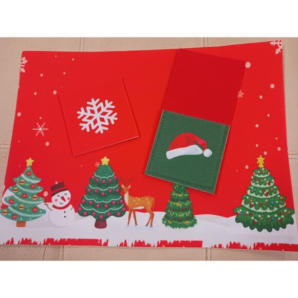 Christmas Place Mats & Silverware Holder With Coaster Set of 6 Heavy Felt NEW - Picture 6 of 7